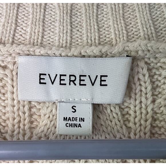 Evereve Alexis Strong Shoulder Cable Pullover Sweater Women’s Small Cream - Picture 4 of 10